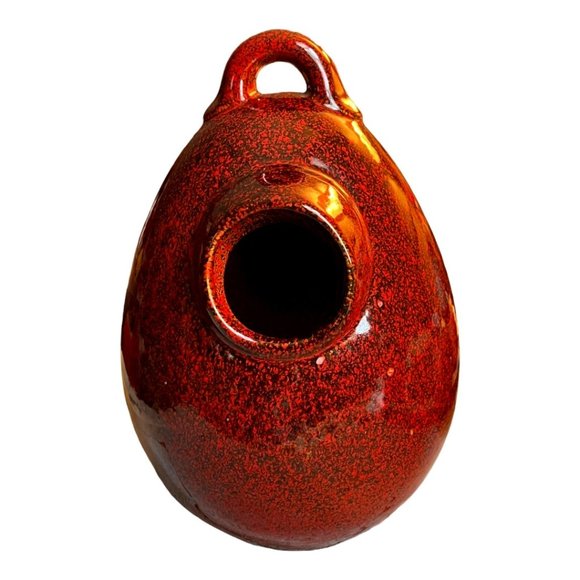 Other - STONEWARE Egg Birdhouse Bird Home Speckled Large Hanging Hooded Opening Lovely